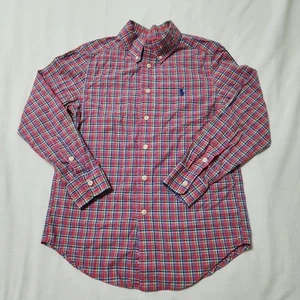 Ralph Lauren Boys Long Sleeve Button-up Shirt Plaid Pink Size Small 8 - Picture 1 of 6