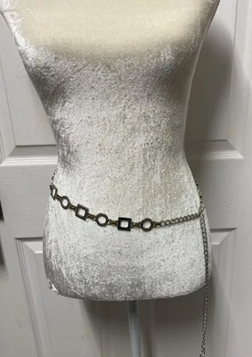 Silver/Goldtone Geometric Chain Belt Women’s Vintage - Изображение 1 из 2