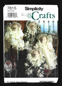 Simplicity Crafts 7815 Stuffed 18" Teddy Bears and Clothing Sewing Pattern UNCUT - Picture 1 of 2