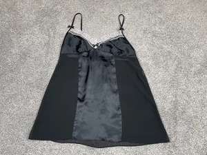 Canotta vintage donna media nera pizzo trasparente babydoll stravagante fata raso - Foto 1 di 8