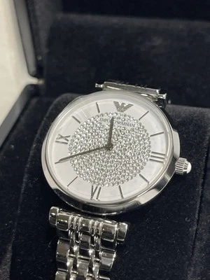 Emporio Armani SS dial white with crystal pave quartz 32mm WOMEN'S WATCH AR1925 - Image 1 of 4