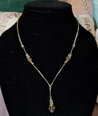Vintage 14k Gold Citrine Labradorite Peridot Quartz 19" Natural Gem Necklace - Image 1 of 4