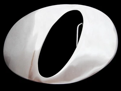 MH09144 *NOS* 2003 CUT-OUT INITIAL **0** CHROME OVER SOLID BRASS BELT BUCKLE - Image 1 of 3