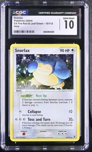 CGC 10 GEM MINT Snorlax EX Fire Red & Leaf Green 15/112 Holo Pokemon Card - Picture 1 of 2