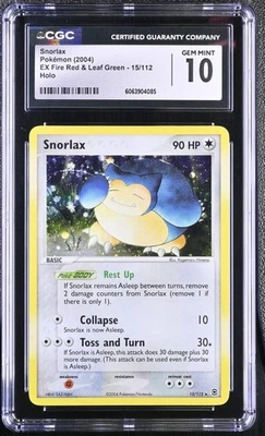 CGC 10 GEM MINT Snorlax EX Fire Red & Leaf Green 15/112 Holo Pokemon Card - Image 1 of 2