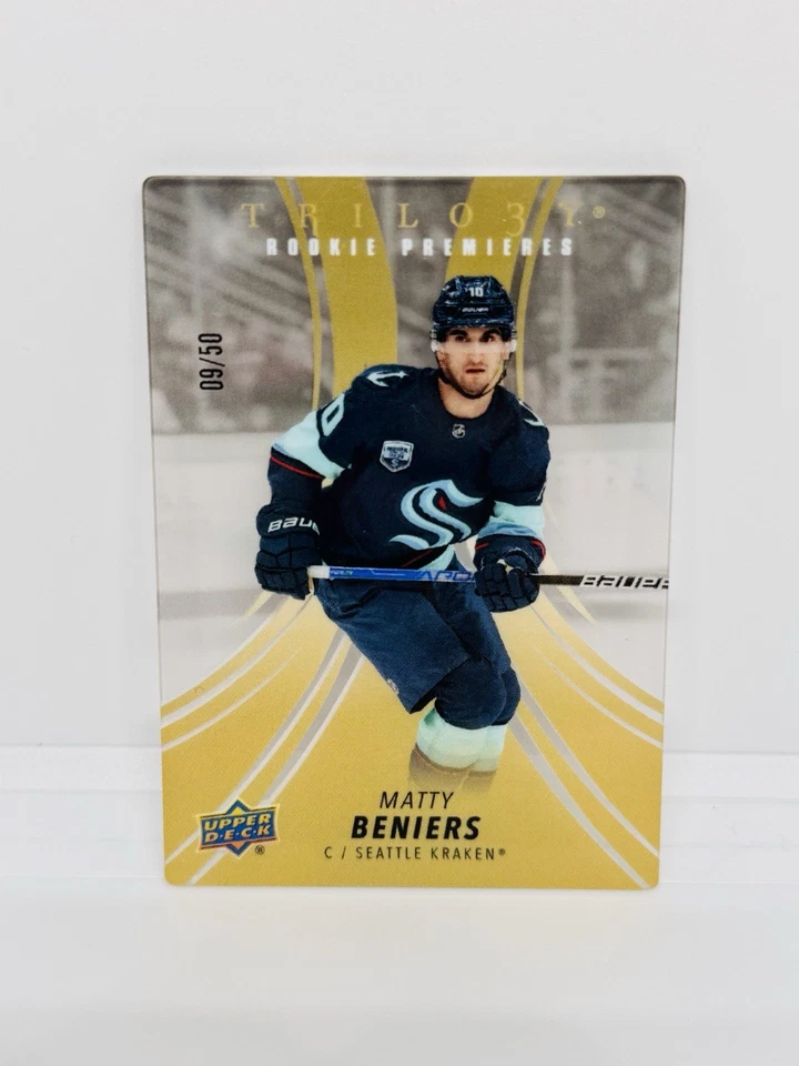 2022-23 Upper Deck Trilogy MATTY BENIERS Rookie Premieres Plexi Gold /50 #RP-BE - Image 1 of 2