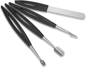 Set manicura 4 pzs empujador cortador quitador lima cuticula acero inoxidable - Imagen 1 de 12