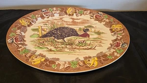 Woods Burslem Vintage Transferware Thanksgiving Truthahn Platte England 21" - Bild 1 von 6