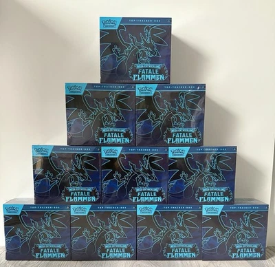 Pokemon Mega Entwicklung Fatale Flammen Top Trainer Box OVP Folie Beschädigt - Bild 1 von 4