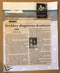 1990 ACE FREHLEY NIGHT MOVES MEMPHIS CONCERT ARTICLE MATCHBOOK SCRAPBOOK KISS - Picture 1 of 4
