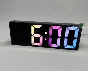 Digital Alarm Clock Large LED Display Easy Set Up Rainbow Digit Date Temperature - Picture 1 of 21
