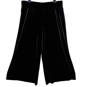 Chico's Velvet Wide Leg Cropped Pants Elastic Waist Black Size 3 XL NEW - Picture 1 of 8