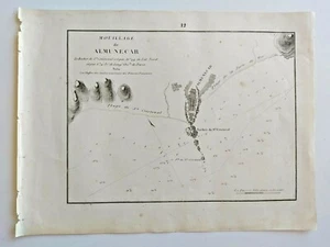 1858 Gauttier Carta Náutica Mapa Plano Puerto Ciudad Almuñécar Granada Andalucía - Picture 1 of 2