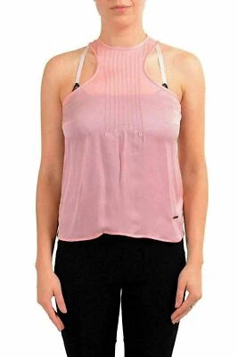 Camiseta sin mangas para mujer Dsquared2 100 % seda rosa transparente EE. UU. XS IT 38 Foto 1 de 3