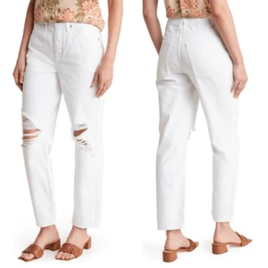 Good American Good 90s Ripped High Waist Straight Leg Jeans, White, Size 4 Neu mit Etikett - Bild 1 von 11