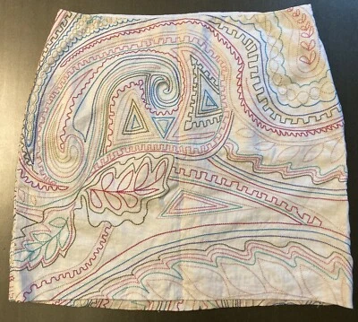 NUEVO CON ETIQUETAS Nicole Miller Talla 8 Falda Lino Bordada Corta Mini Blanca Sobre la Rodilla $210 Foto 1 de 4