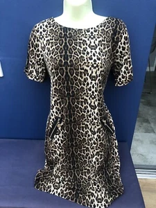 Yumi Leopard Animal Print Shift Dress Knee Length New BNWT 12 - Picture 1 of 3