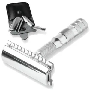 Merkur Travel Safety Razor w/ Leather Case #90933000 - Picture 1 of 1