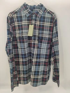 Goodfellow Flannel Shirt Mens Large Blue Red Plaid Long Sleeve Button Up NWT - Picture 1 of 11