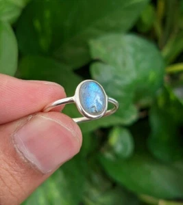 Natural Labradorite Ring 925Sterling Silver Handmade Oval Gemstone Women Jewelry - Picture 1 of 10