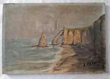Tableau impressionniste années 60 par "Farner" huile "Bord de mer" 24cm x 35cm.