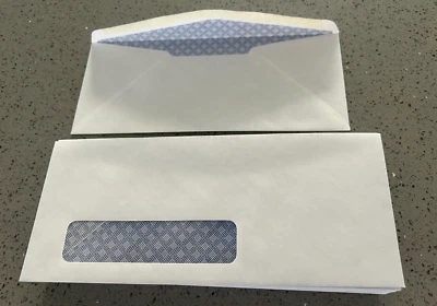 100 Window Security White Envelopes No.10 Letter  4-1/8 X 9-1/2in Gummed Closure - Image 1 of 4