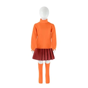 Kids Scooby Doo Where Are You Velma Dinkley Cosplay Costume Dress - Picture 1 of 6