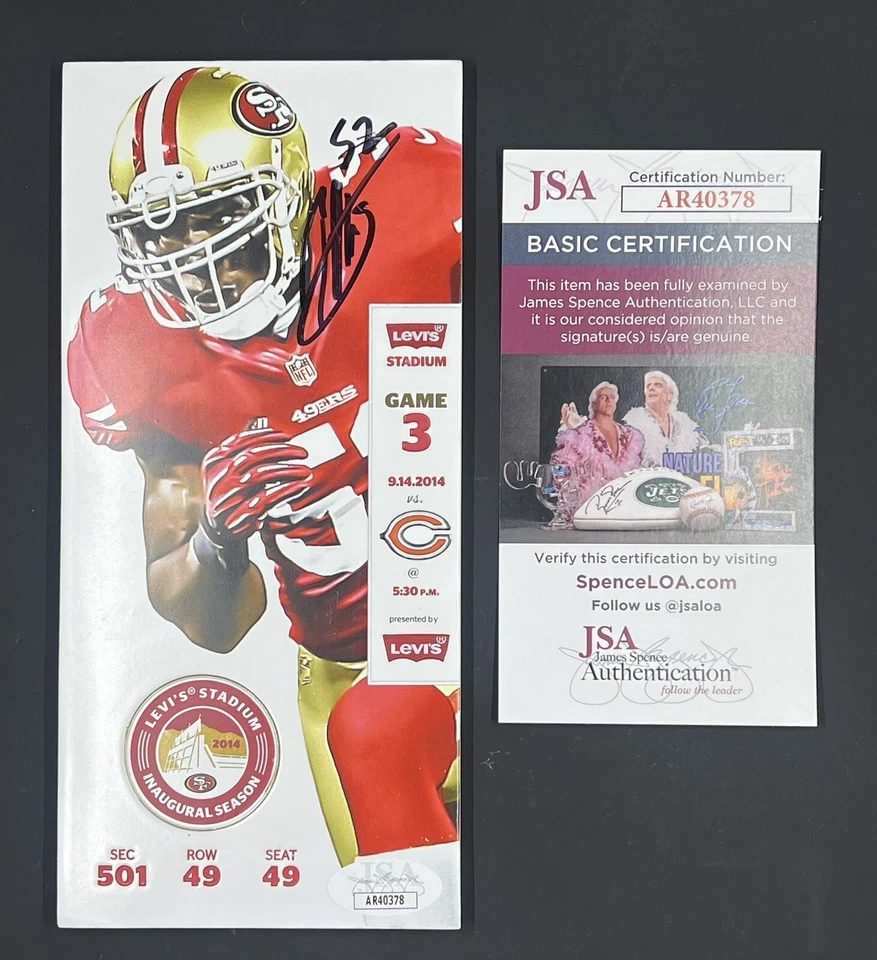 Patrick Willis Signed 2014 San Francisco 49ers Commemorative Ticket Stub JSA - Image 1 of 4