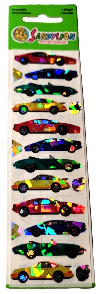 Vintage SandyLion Prismatic Race Cars Stickers