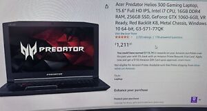 Acer Predator [Helio 300, 15.6 In, Intel Core I7, 1TB Hard Drive, 256GB SSD