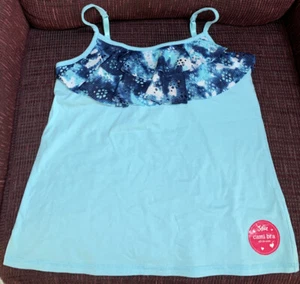 JUSTICE CAMI SIZE 16 SHIMMERING BLUE TIE DYE TIERS SUPER CUTE!! - Picture 1 of 3
