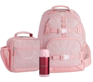 Pottery barn School glitter BACKPACK LARGE Disney+LUNCH box travel princess girl - Picture 1 of 23
