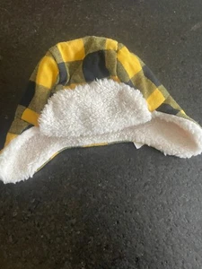 Tucker + Tate Ear Flap Buffalo Check Yellow and Black Hat 12-24 Months - Picture 1 of 4