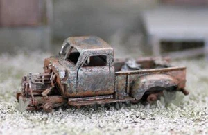 HO Maßstab 1950er Pickup LKW SCHROTTPLATZ Rost - stark verwittertes fertiges Modell - Bild 1 von 1