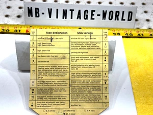 Mercedes 1989 W126 300SEL under hood fuse designation US OEM 1 Sheet,1265450900 - Picture 1 of 17