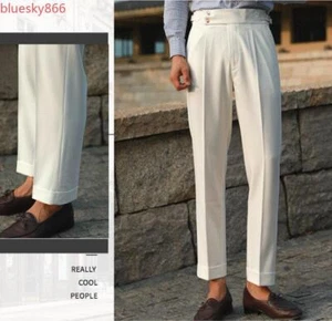 Pantalones de traje italianos para hombre de negocios informales ajustados Nápoles de talle alto - Imagen 1 de 17