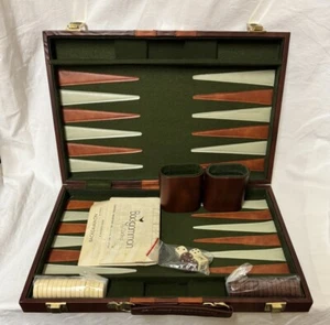 Vintage Backgammon Game By Cardinal with Brown Faux Leather and Brown felt case - Picture 1 of 11