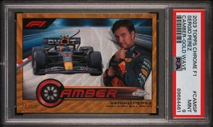 2023 Topps Chrome Formula 1 F1 Sergio Perez Camber Gold Wave /50 #CAM-SP PSA 9 - Picture 1 of 3