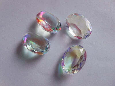 Lotto 4 Ps Hydro Rainbow Quartz Pietra Sfaccettata Taglio Forma Ovale Sciolta... - Immagine 1 di 3