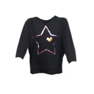TEREZ Girl's Light Pink Star Black Sweatshirt #1284840614 Large NWT - Picture 1 of 2