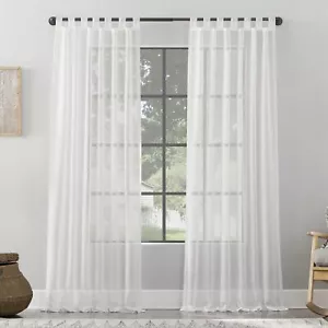 Tenda a linguetta in misto lino tessuto tela, 50" x 96", bianco - Foto 1 di 8