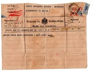 Vintage 1896 German Telegram ~ Berlin to Berlin - Picture 1 of 1