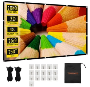 Projector Screen 150 Inch Projection Screen Indoor Outdoor Washable Anti-Crease - Picture 1 of 9