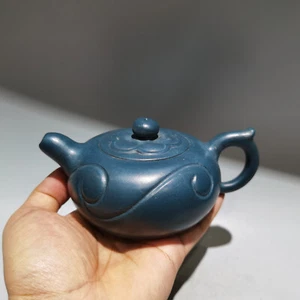 6″ china Yixing Zisha blue Clay Handmade carve ruyi Kung Fu Tea Exquisite Teapot - Picture 1 of 9