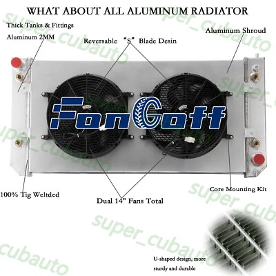 3Rows Radiator+Shroud Fan For 2003-09 Chevy Kodiak GMC Topkick C4500 C5500 C6500 Foto 1 de 4