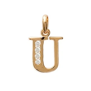 Pendentif Initiale Lettre U Plaqué Or et Oxydes Zirconium - Neuf - Picture 1 of 1