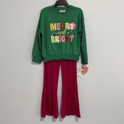 Conjunto de 2 piezas de felpa francesa alegre brillante edición rara para niñas - Top, pantalones talla 10 Foto 1 de 4