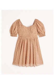 *NWT* Abercrombie & Fitch Polka Dot Smocked Mini Dress in Peach, Size XXL T - Picture 1 of 13