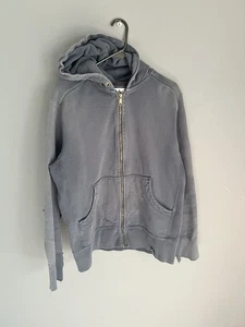 American Giant Hoodie Mens L Blue/Gray Full Zip Sweatshirt USA Distressed - Picture 1 of 9