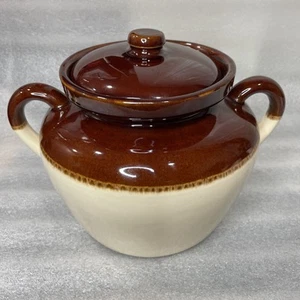 Vintage McCoy Cookie Jar Ceramic Pottery Crock 7.5" Brown/Cream Canister 342 - Picture 1 of 8